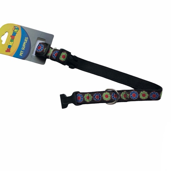 Dog Collar Flower Power M/L Black Buckle - Picture 5 of 9